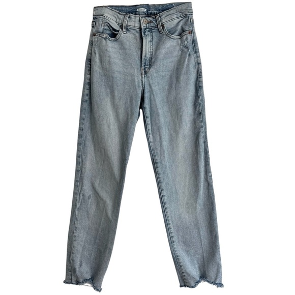 Old Navy Extra High Rise Straight Leg Jeans Distressed Light Wash Size 0 - Picture 1 of 6